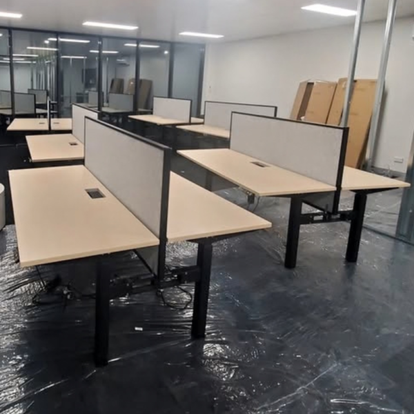 Electric Standing Desks / Back-to-Back Office Workstations with Dividers